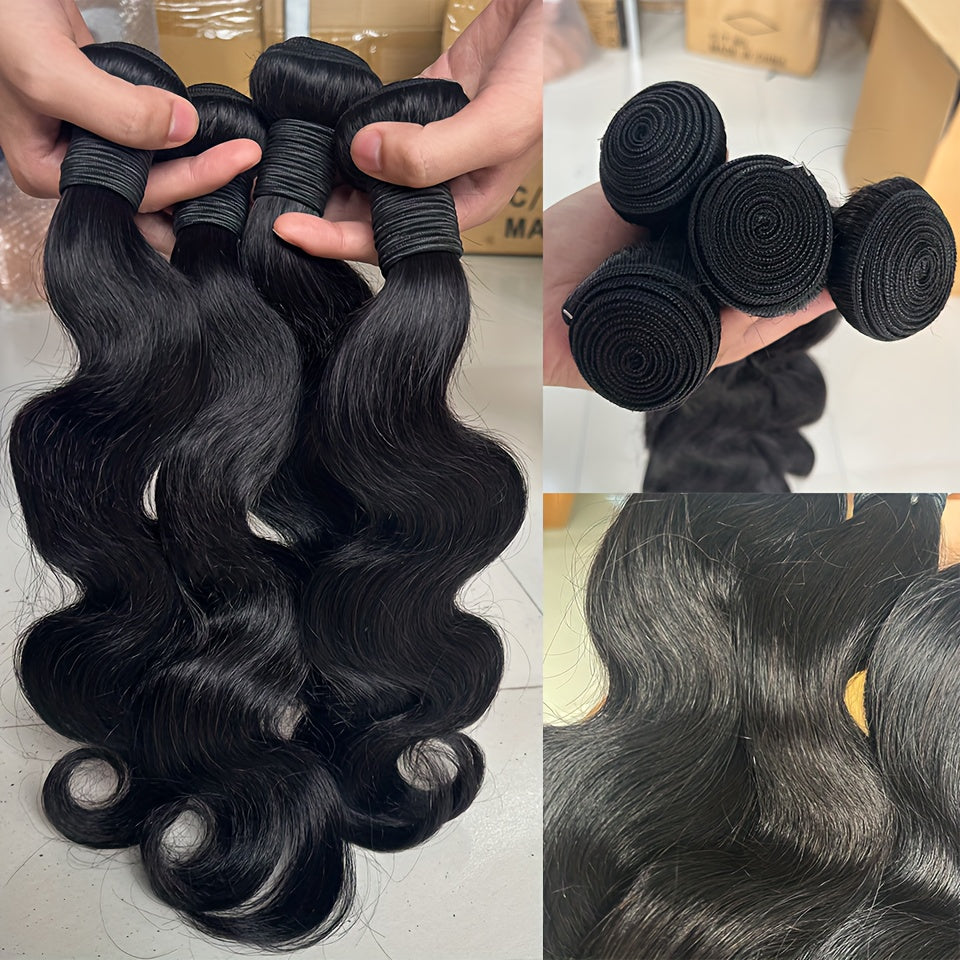 Body Wave Bundles Human Hair Brazilian Weaving Natural Black 3PC Bundles Deal Virgin Hair 30 Inch Raw Hair Extensions